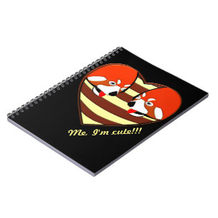 Red Panda Love heart Notebook