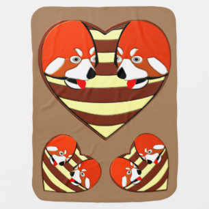 Red Panda Love heart Swaddle Blanket