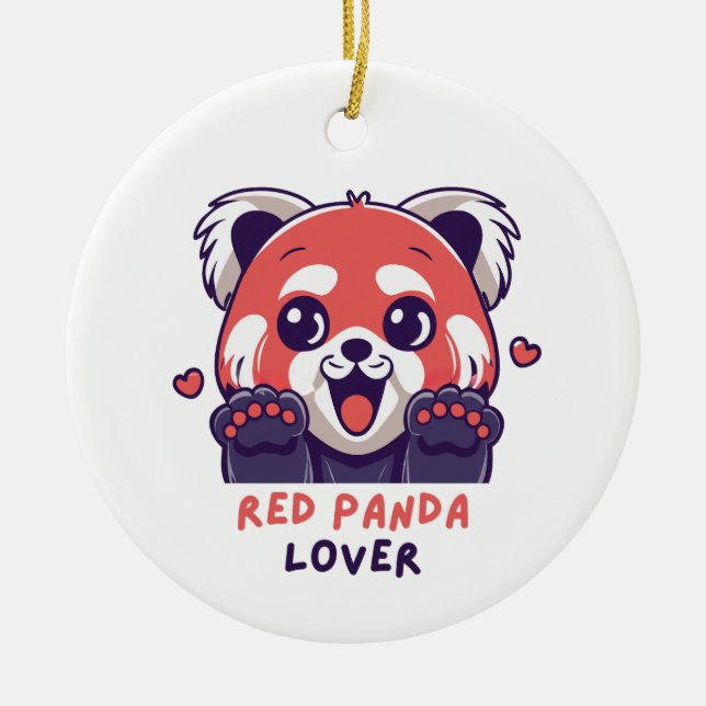 Red Panda Lover Ceramic Ornament (Front)