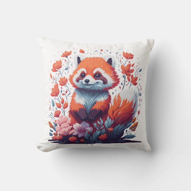 Red Panda Lovers Throw Pillow (Front)