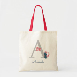 Red Panda Monogram Letter "A" Tote Bag