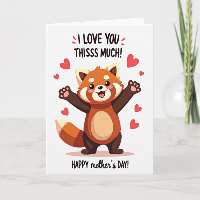 Red Panda Mothers Day Love Card (Front)