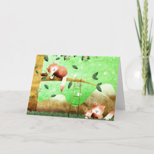 Red Panda mountain - greeting card