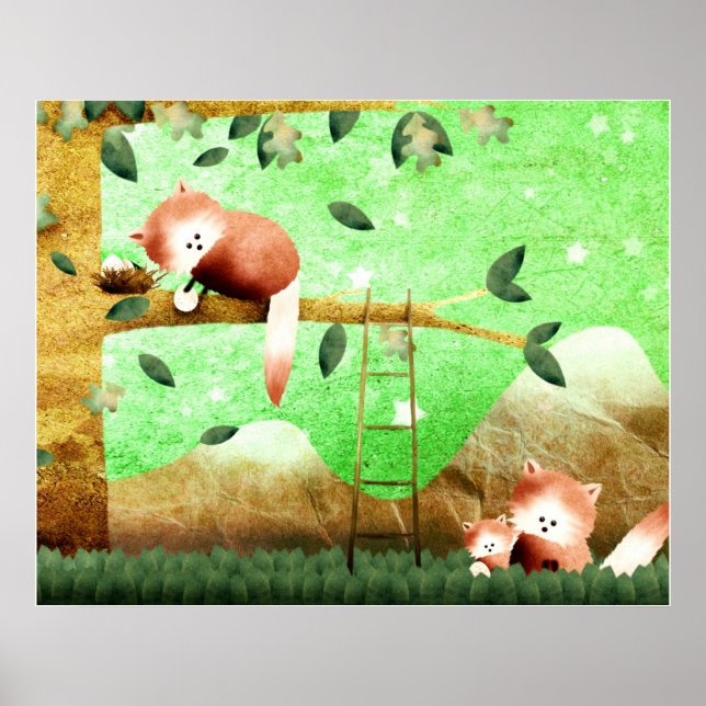 Red Panda mountain - poster print (Front)