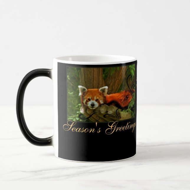 Red Panda Nature Seasons Greetings Monogram Mug (Left)
