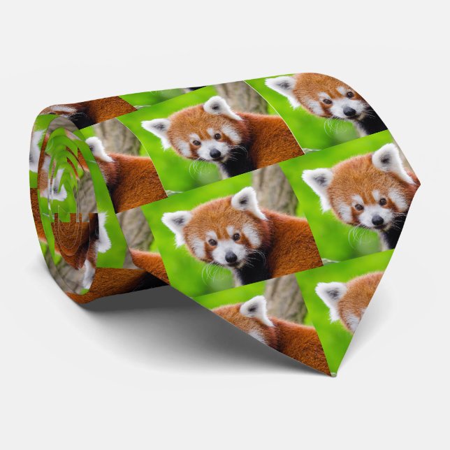 Red Panda Neck Tie (Rolled)