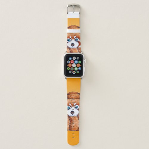 Red panda on orange apple watch band