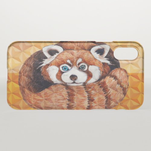 Red panda on orange Cubism Geomeric iPhone X Case