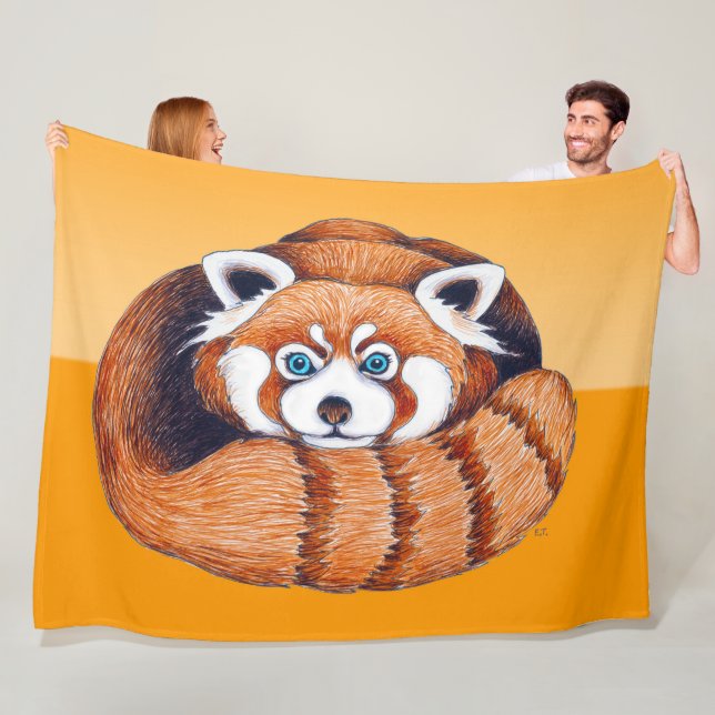 Red panda on orange fleece blanket (In Situ)