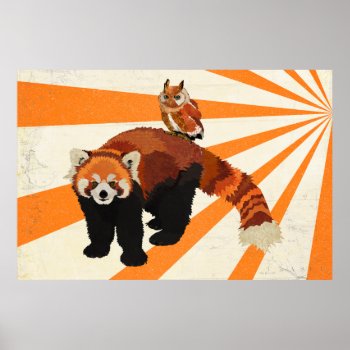Red Panda & Owl Art Poster by NicoleKing at Zazzle