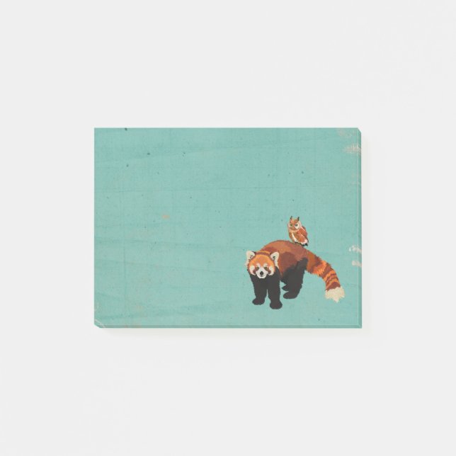Red Panda & Owl Post It Note (Front)