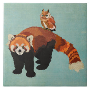 Red Panda & Owl Tile