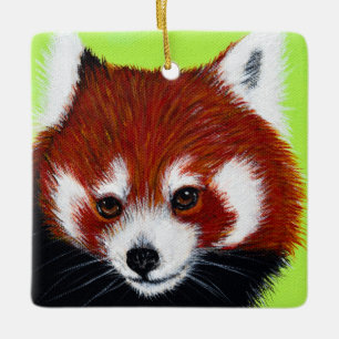 Red Panda Painting Ceramic Ornament