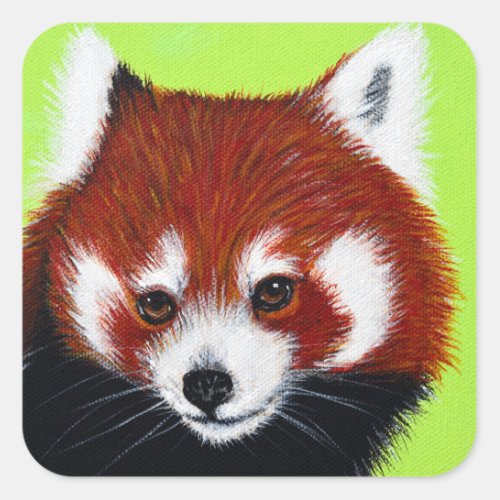Red Panda Painting Square Sticker