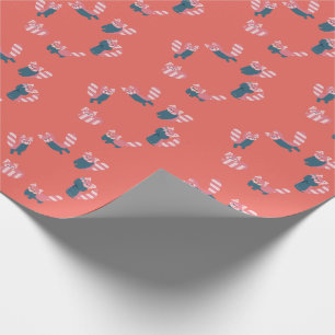 Red Panda Pattern Salmon Red Wrapping Paper