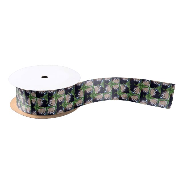 Red Panda Pattern Satin Ribbon (Spool)