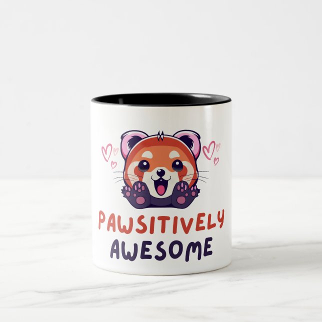 Red Panda Pawsitively Awesome Two-Tone Coffee Mug (Center)