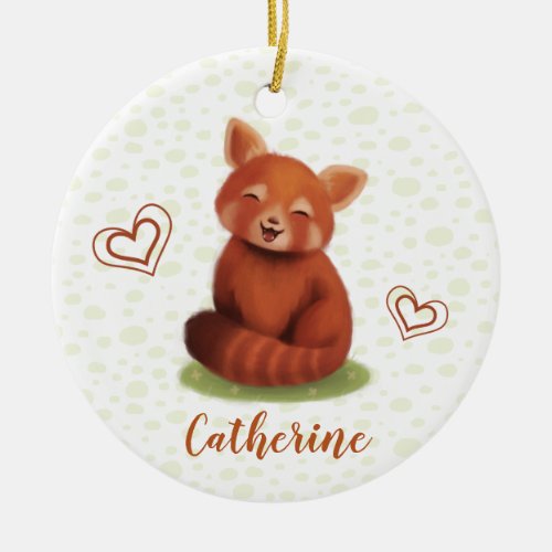 Red Panda Personalized Name Ceramic Ornament