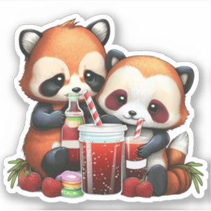 Red panda picnic sticker