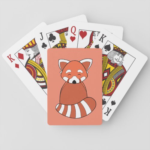 Red panda playing cards 