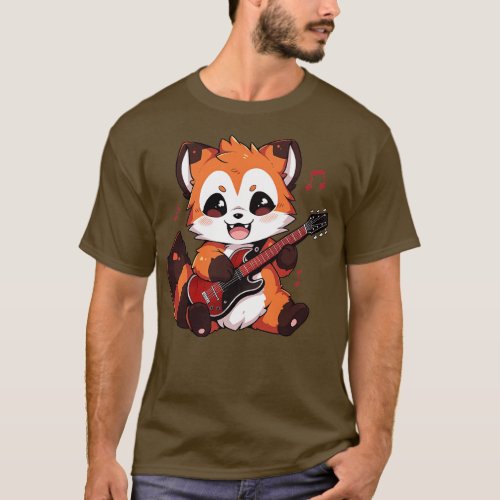 Red Panda playing guitar 4 T_Shirt