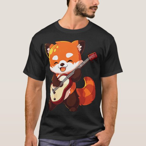 Red Panda playing guitar 8 T_Shirt