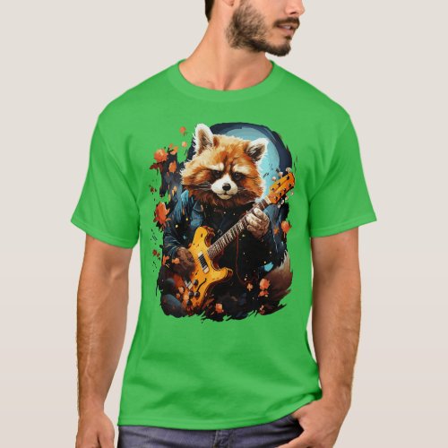 Red Panda Playing Guitar T_Shirt