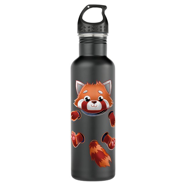 Red Panda - Pocket Stainless Steel Water Bottle (Front)