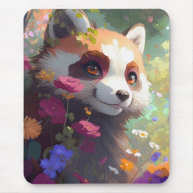 Red Panda Portrait Animal Painting Wildlife Forest Mouse Pad (Front)