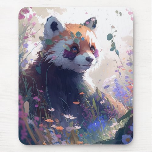 Red Panda Portrait Animal Painting Wildlife Forest Mouse Pad