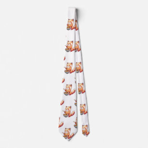 Red Panda Ramen Neck Tie