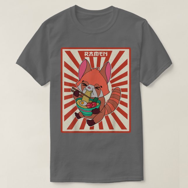Red Panda Ramen Noodle Japan Cuisine Japanese Asia T-Shirt (Design Front)