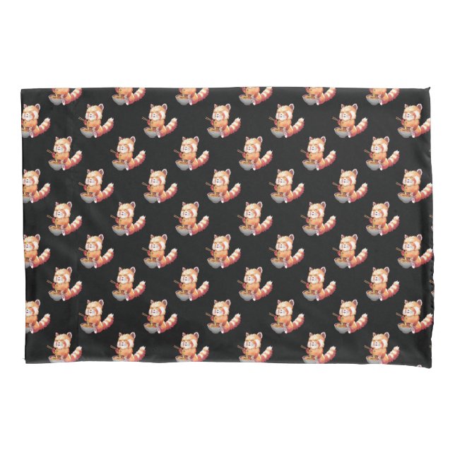 Red Panda Ramen Pillow Case (Front-Left)