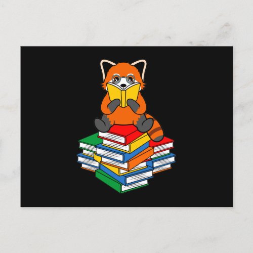 Red Panda Reading Books Cute Pet Animal Pandas Lov Announcement Postcard