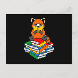 Red Panda Reading Books Cute Pet Animal Pandas Lov Postcard