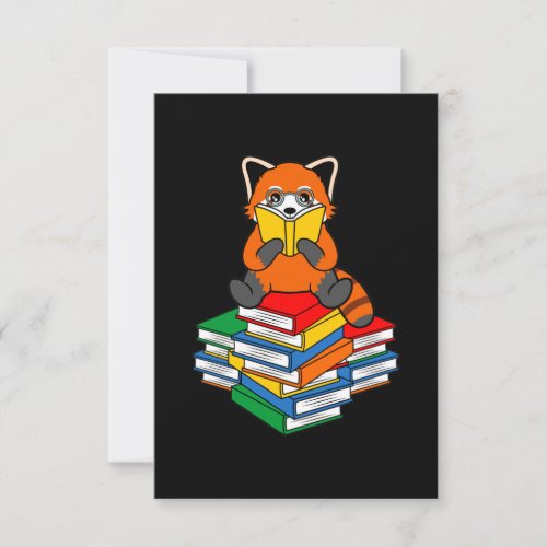 Red Panda Reading Books Cute Pet Animal Pandas Lov RSVP Card