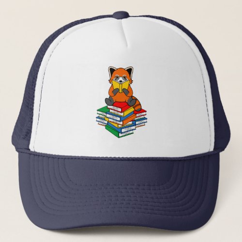 Red Panda Reading Books Cute Pet Animal Pandas Lov Trucker Hat