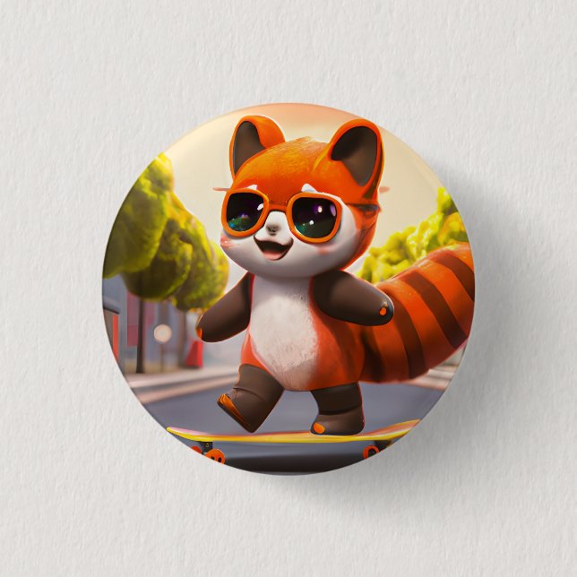 Red Panda Rides    Button (Front)