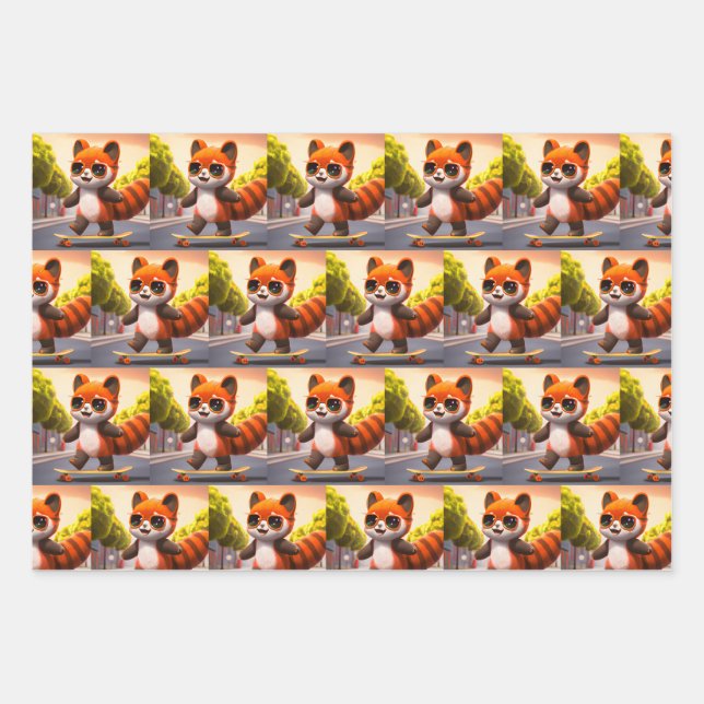 Red Panda Rides       Wrapping Paper Sheets (Front)