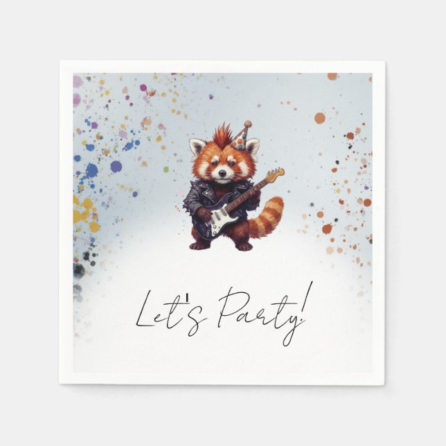 Red Panda Rocker Cocktail Napkins (Front)