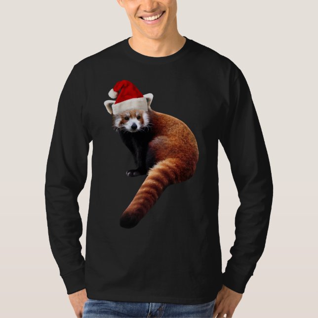 Red Panda Santa Cute Christmas Hat for Pandabear L T-Shirt (Front)