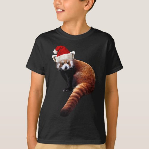 Red Panda Santa Cute Christmas Hat for Pandabear L T_Shirt