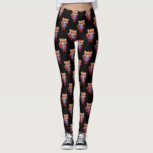 Red Panda Shy Fingers Leggings