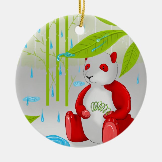 Red Panda Slinky Ceramic Ornament (Front)