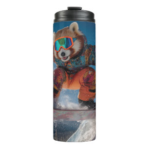 Red Panda Snowboarding in a Colorful Snowsuit Thermal Tumbler