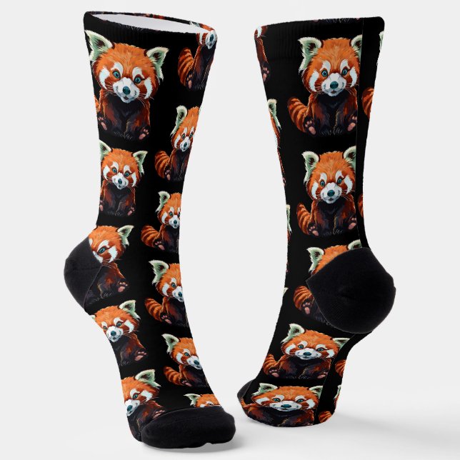 Red panda socks (Angled)