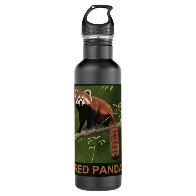 Red Panda Stainless Steel Water Bottle (Front)