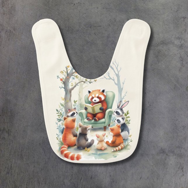 Red Panda Story Time Baby Bib (Creator Uploaded)