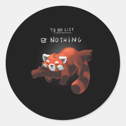 Red Panda To Do List Classic Round Sticker