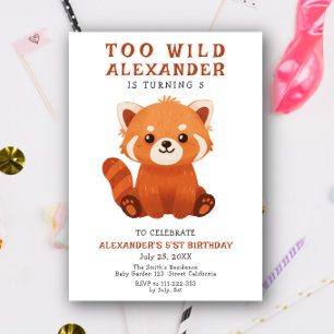 Red Panda Too Wild Birthday Party Invitation